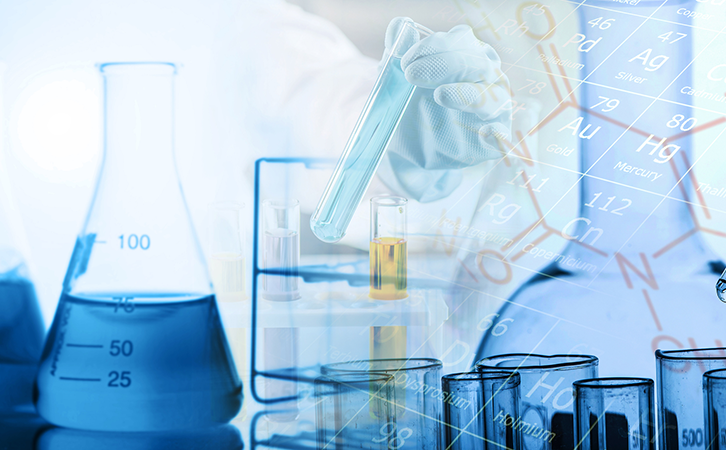 Science background with beakers
